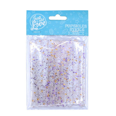 Palito para popsicle brilho ouro/violeta - 12 un